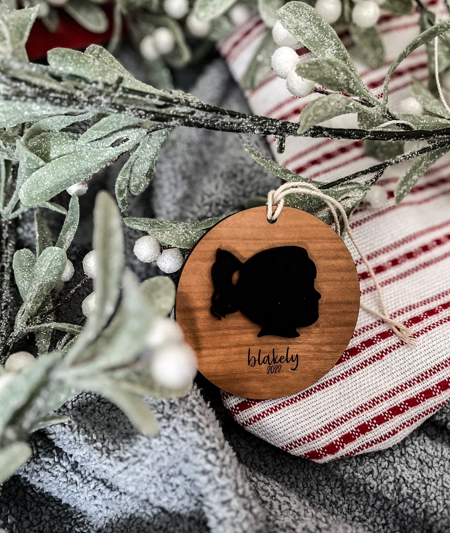 Custom Silhouette Ornament, Wood Christmas Ornament, Custom Ornament Baby, Christmas Ornaments Personalized, Laser Cut Wood