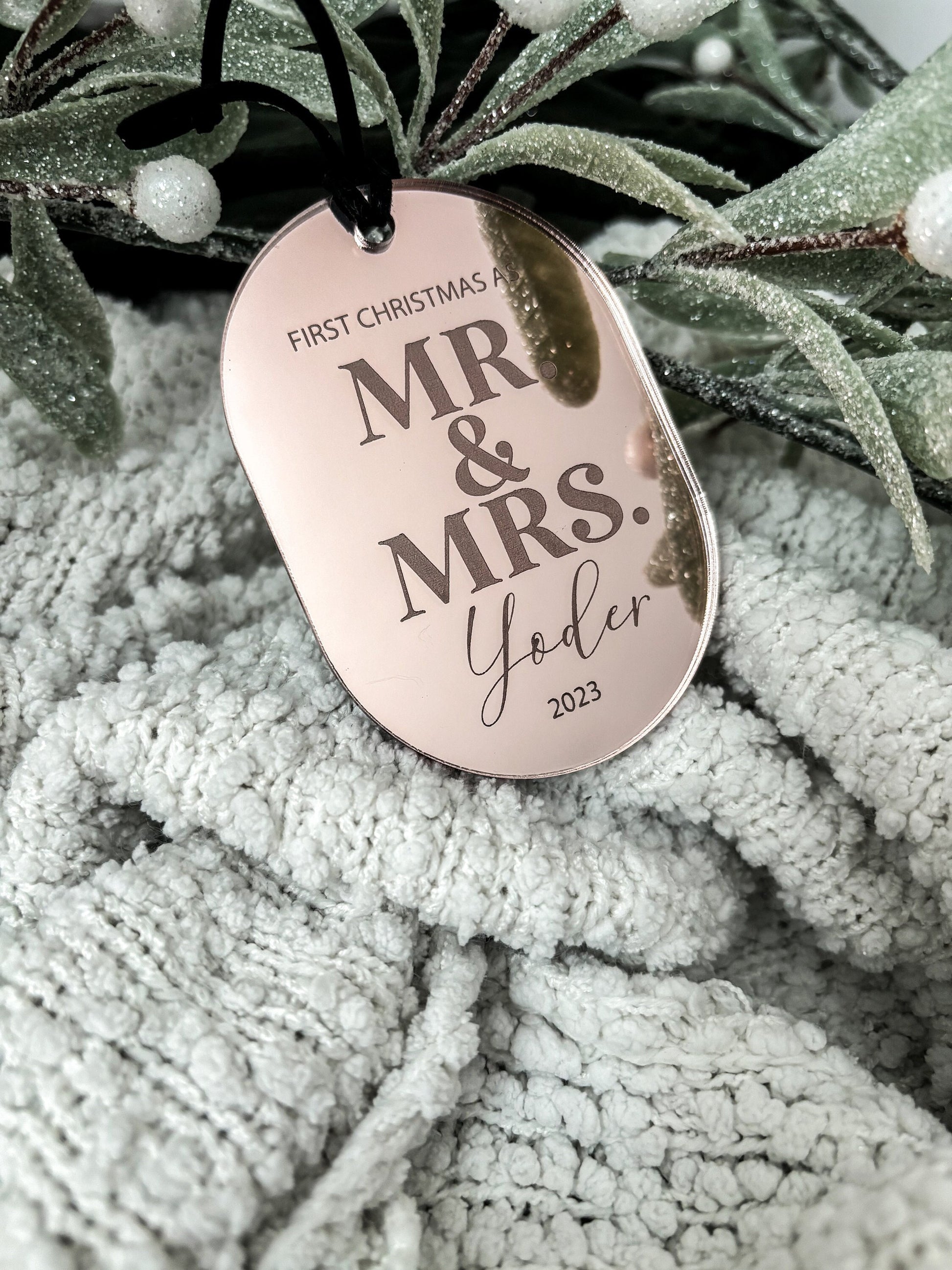 Our First Christmas as Mr. & Mrs. Acrylic Ornament, Custom Newlyweds Ornament, Just Married, Anniversary Ornament, Newlywed Gift