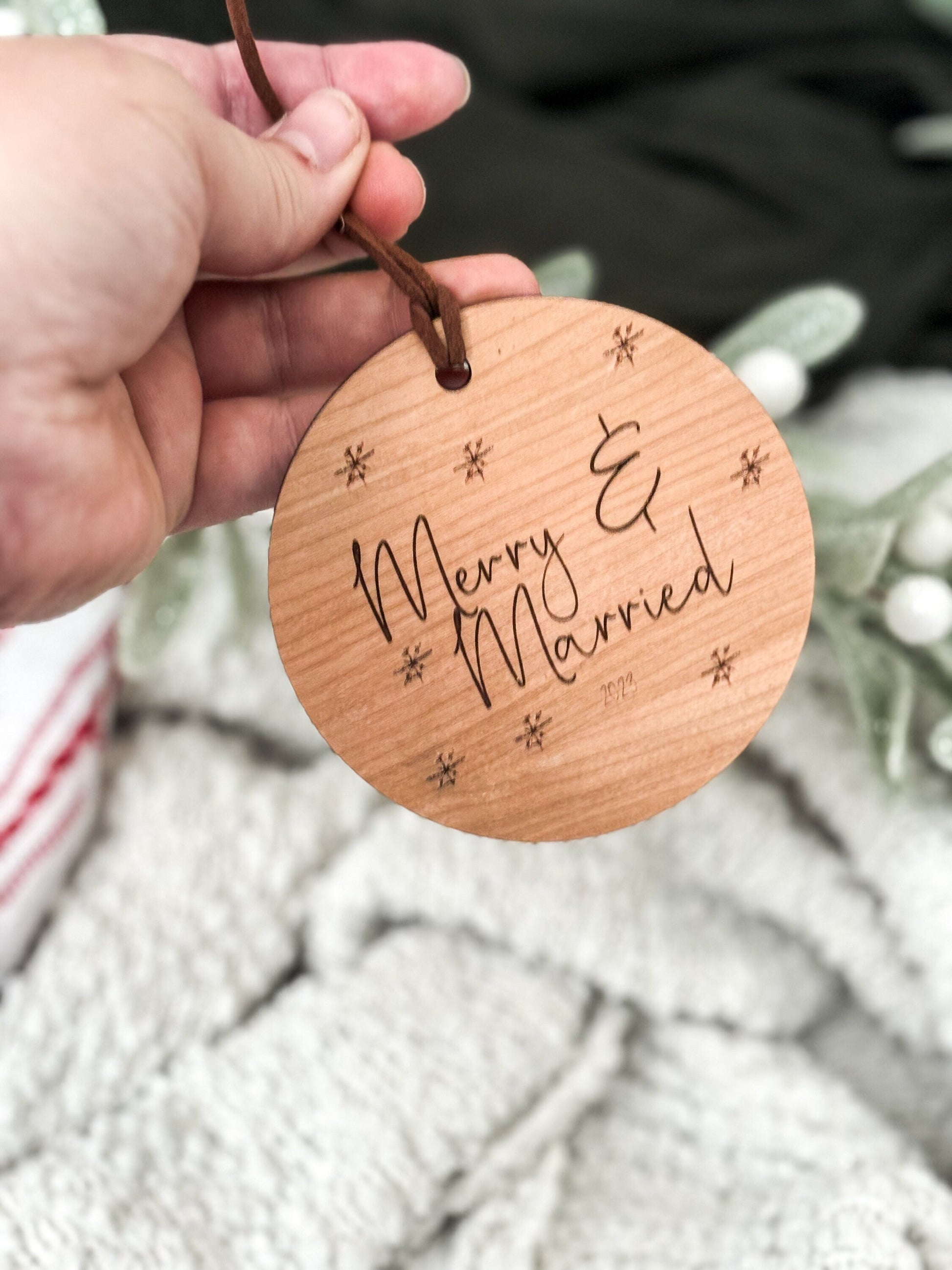 Our First Christmas as Mr. & Mrs. Acrylic Ornament, Merry and Married, Custom Newlyweds Ornament, Just Married, Anniversary Ornament, Gift