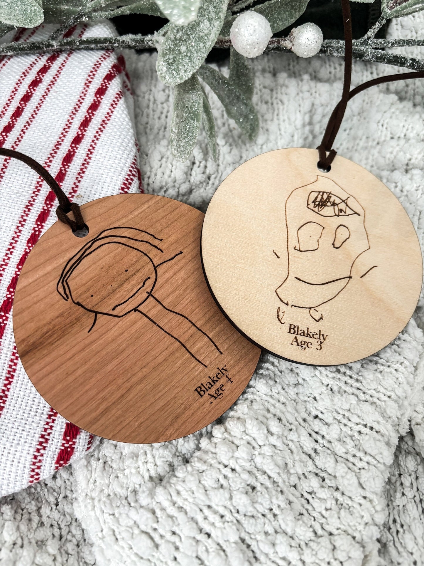 Your Child's Drawing Ornament, Christmas Keepsake, Kid's Handwriting, Drawing, Artwork, Personalized Name, Grandparents Gift, Wood Engraved