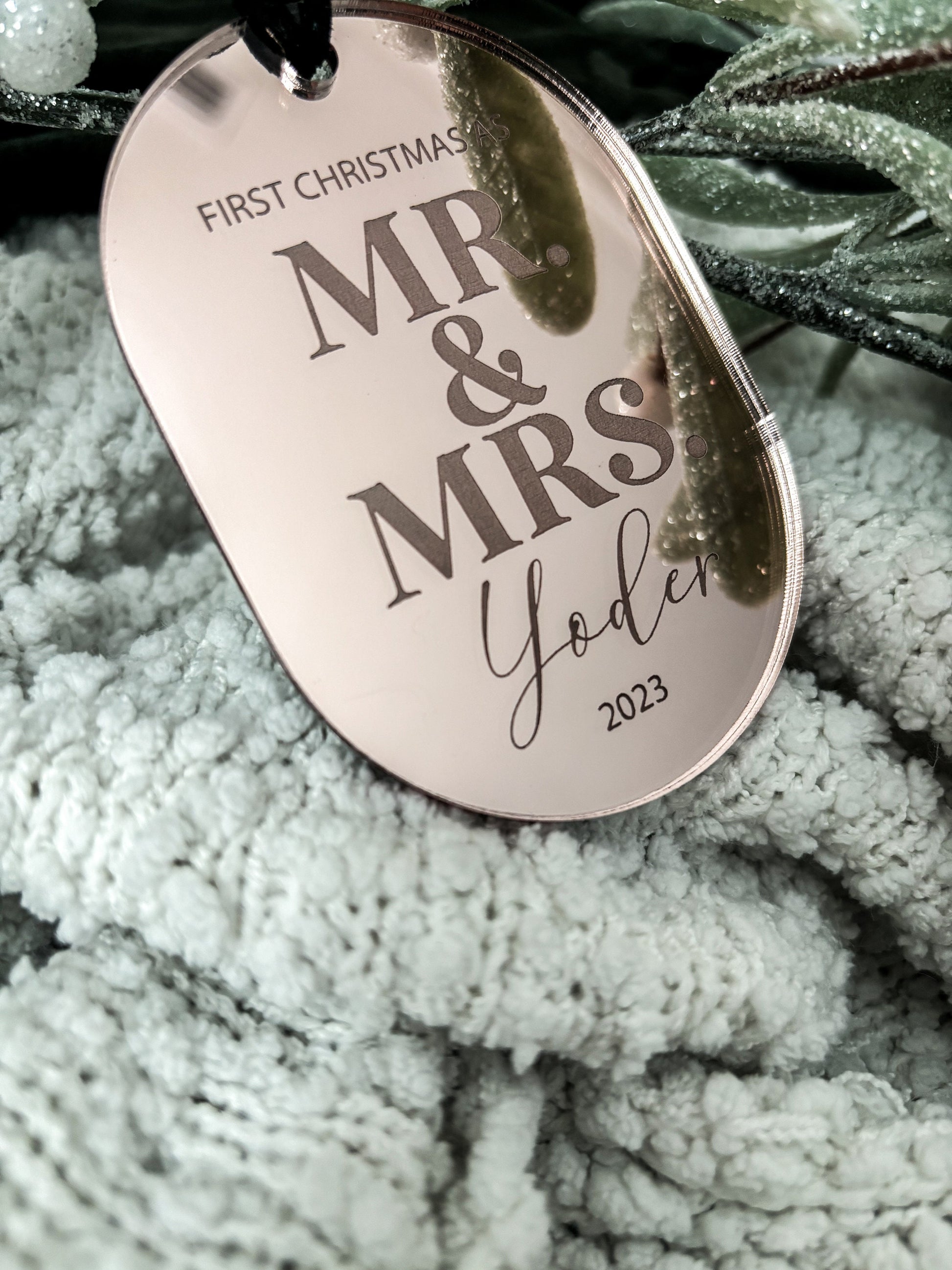 Our First Christmas as Mr. & Mrs. Acrylic Ornament, Custom Newlyweds Ornament, Just Married, Anniversary Ornament, Newlywed Gift