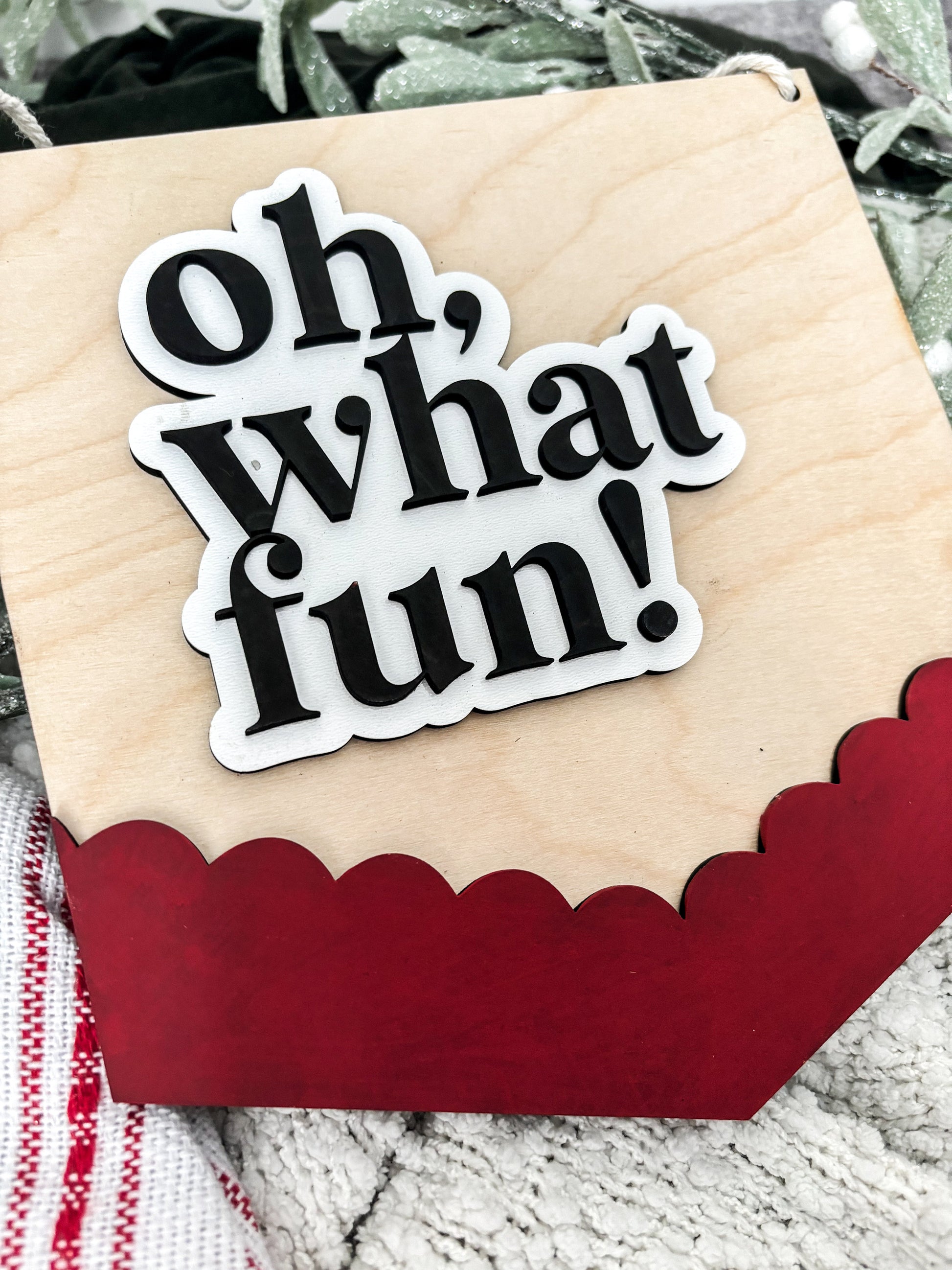 Oh What Fun Sign, Oh What Fun, Board, Christmas Hanging Decor, Christmas wall decor, Modern Christmas Decorations
