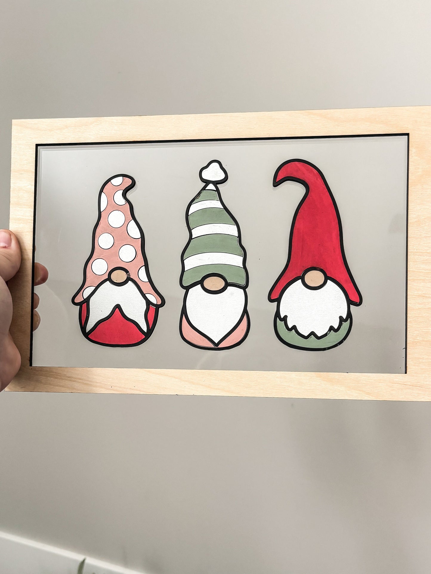 Modern Gnome Christmas Sign, Gnome Drawing Sign, Christmas Acrylic Hanging Decor, Christmas decor, Modern Decorations, Minimalist Christmas
