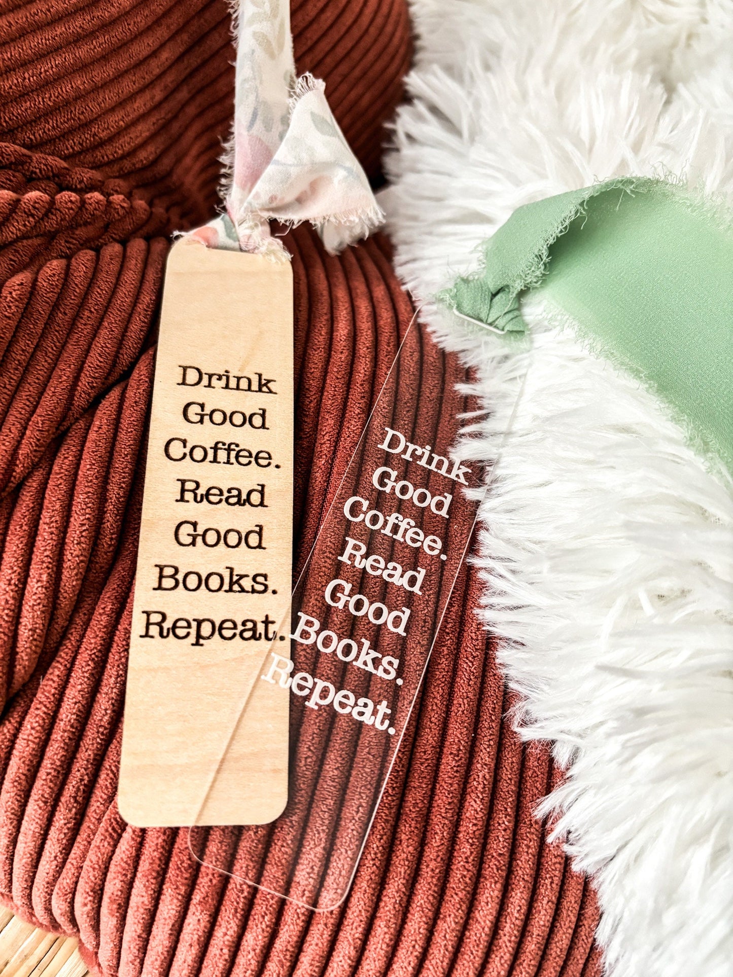Drink Good Coffee Wood Bookmark, Acrylic Bookmark, Funny Bookmark Gift, Laser Engraved Bookmark, Aesthetic Acrylic Floral Bookmark