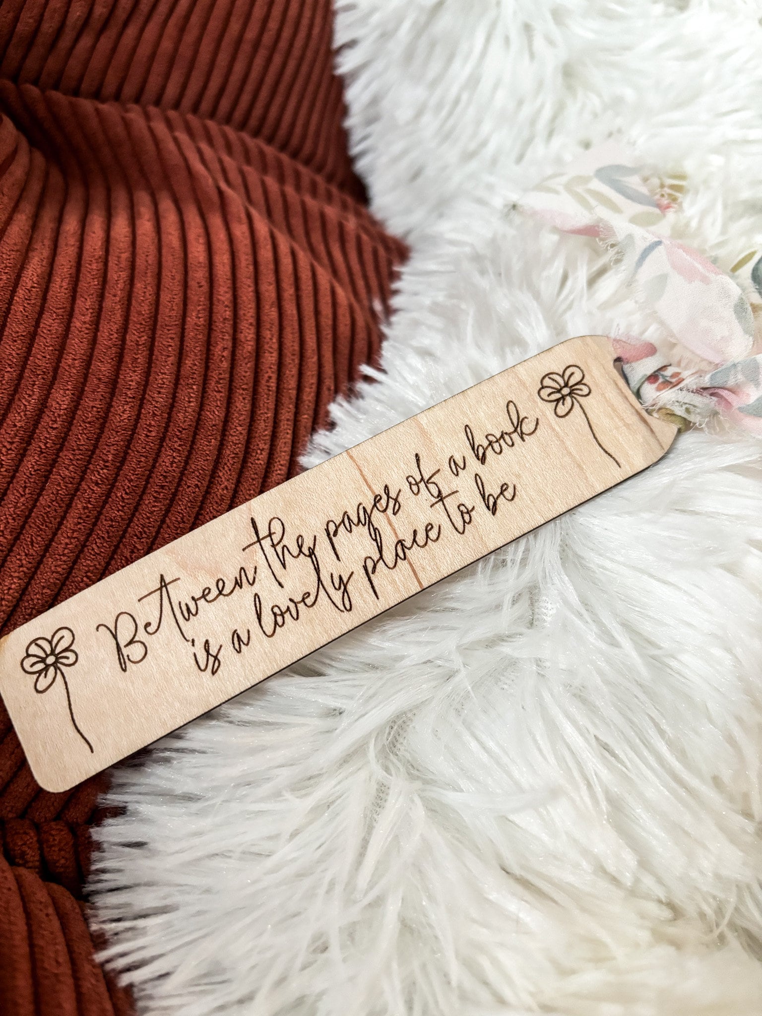 Lovely Book Wood Bookmark, Acrylic Floral Bookmark, Funny Bookmark Gift, Laser Engraved Bookmark, Aesthetic Acrylic Floral Bookmark