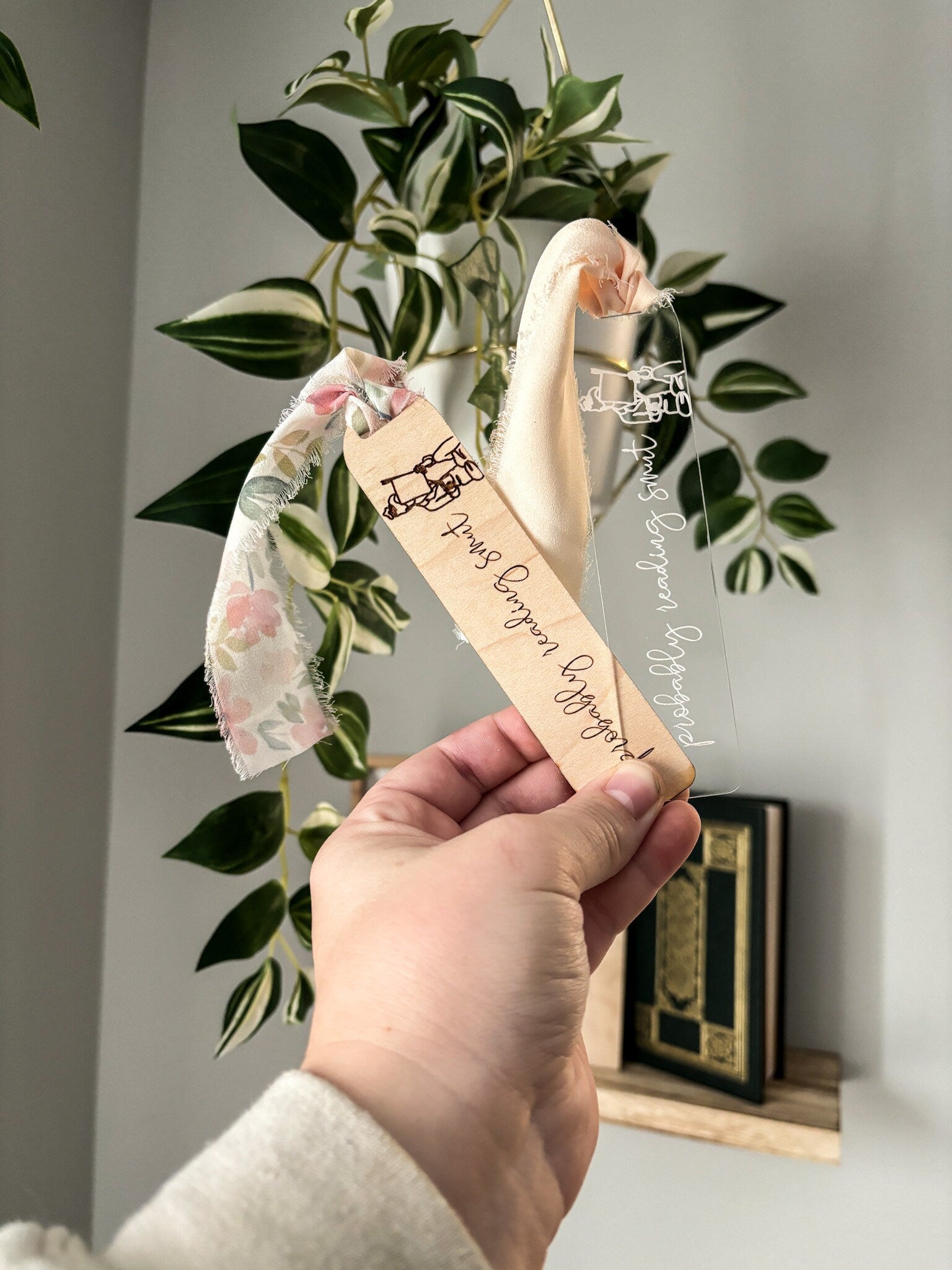 Probably Reading Smut Wood Bookmark, Smut Acrylic Bookmark, Funny Bookmark Gift, Laser Engraved Bookmark, Aesthetic Floral Acrylic Bookmark