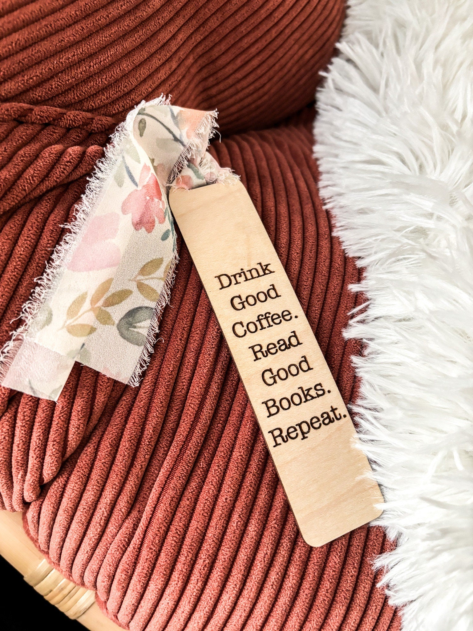 Drink Good Coffee Wood Bookmark, Acrylic Bookmark, Funny Bookmark Gift, Laser Engraved Bookmark, Aesthetic Acrylic Floral Bookmark